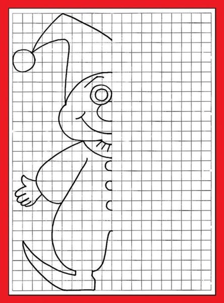 Дорисовать вторую половину рисунка по клеточкам