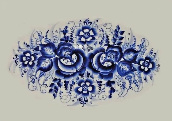 Элементы гжельской росписи птица