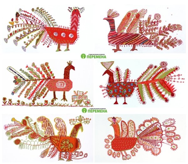 Жар птица вышивка гладью