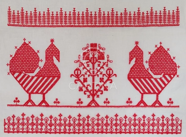 Вышивка Павлин монохром