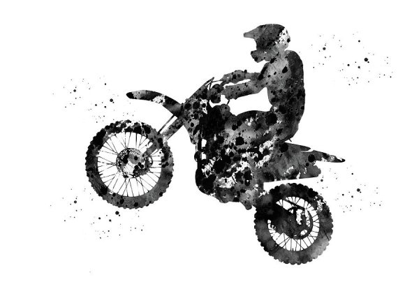 Черно белый кроссовый мотоцикл