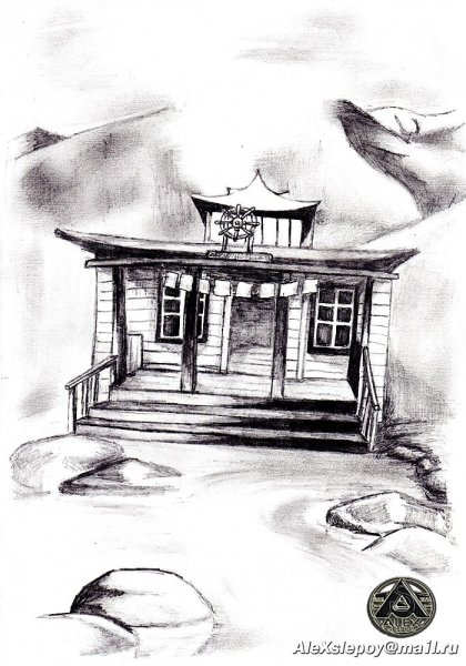 Дацан рисунок карандашом