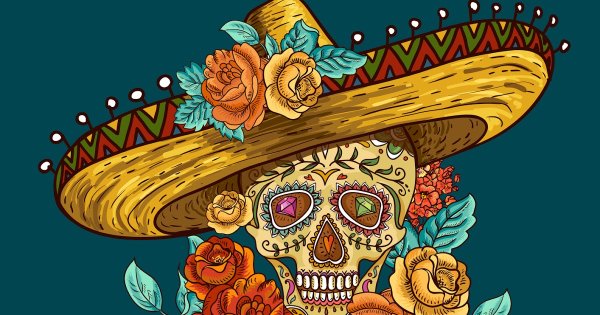Череп в мексиканском стиле