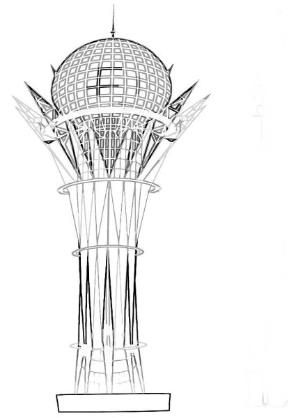 Раскраска Астана Бәйтерек для детей