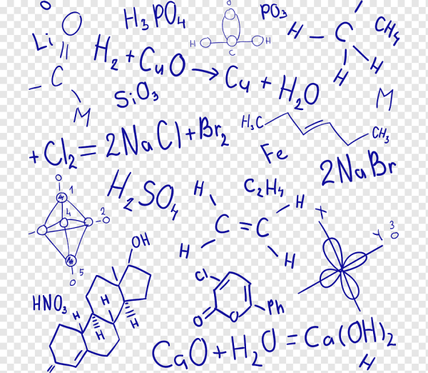 Химические формулы на прозрачном фоне