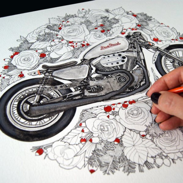 Кастом мотоцикл картины