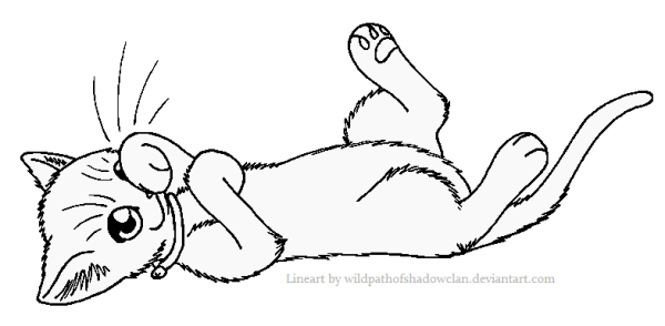 Силуэт кота лежит на спине