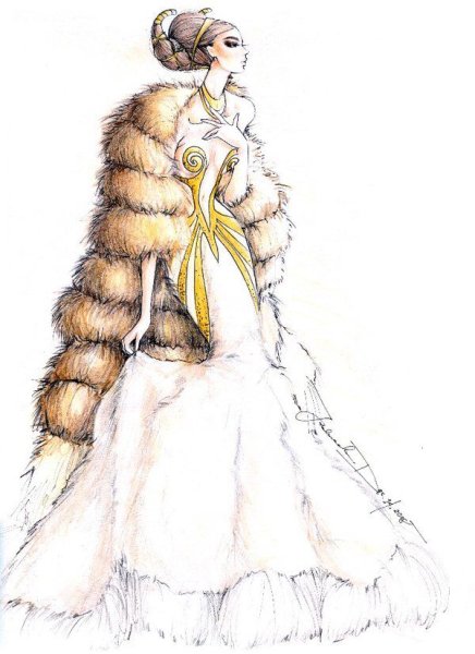 Эскиз одежды из меха