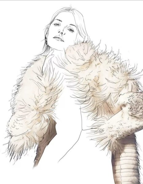 Девушка в шубе эскиз