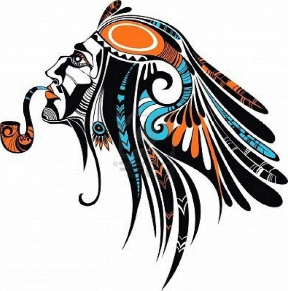 Трафарет голова индейца