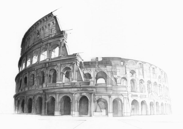 Колизей древний Рим карандашом