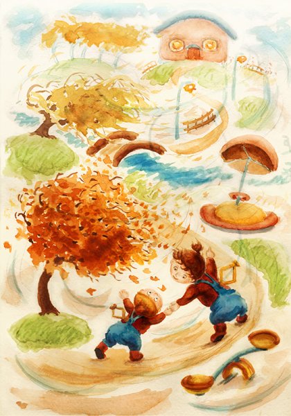 Рисунок осенний ветерок