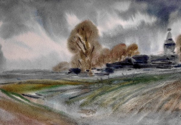 Ненастье акварель