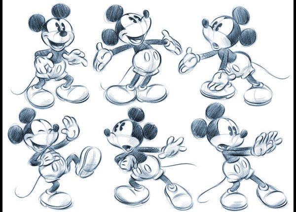 Зарисовки героев Уолт Дисней