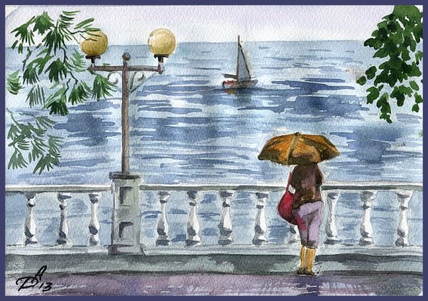 Набережная Геленджика рисунок