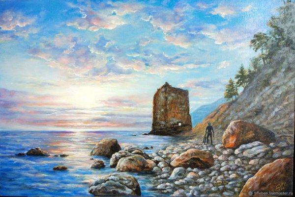 Картина масло скала Парус