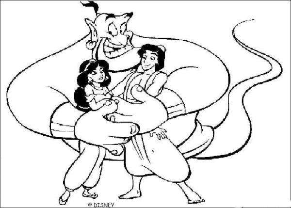 Алладин 2 Джин раскраска