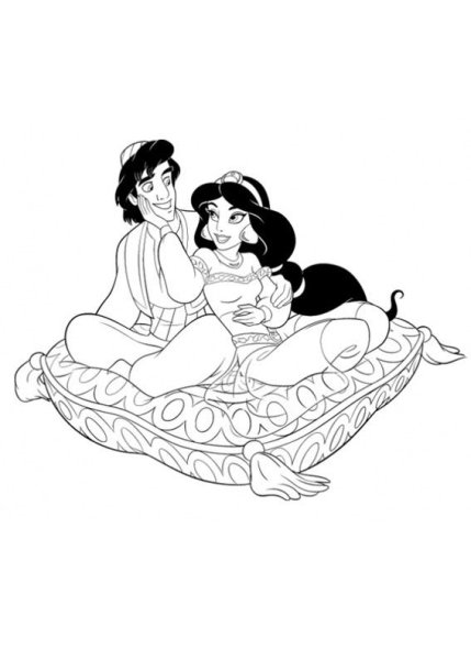Раскраски для девочек алладин и Жасмин