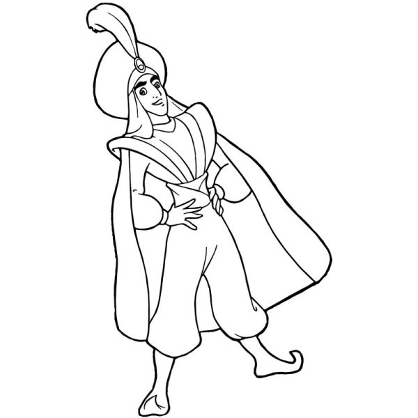 Волшебная лампа Аладдина Джинн раскраска