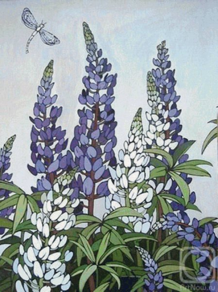 Люпины Ботаническая акварель