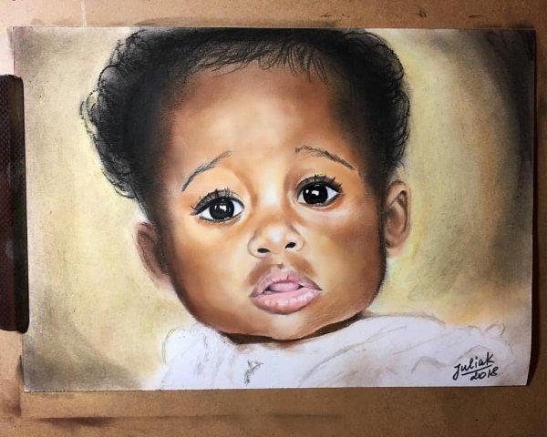 Портрет негритенка карандашом
