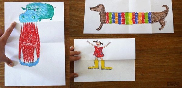 Рисунок на сложенном листе бумаги