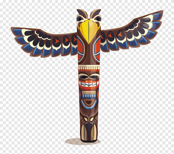 Тотемный столб индейцев Северной Америки эскиз