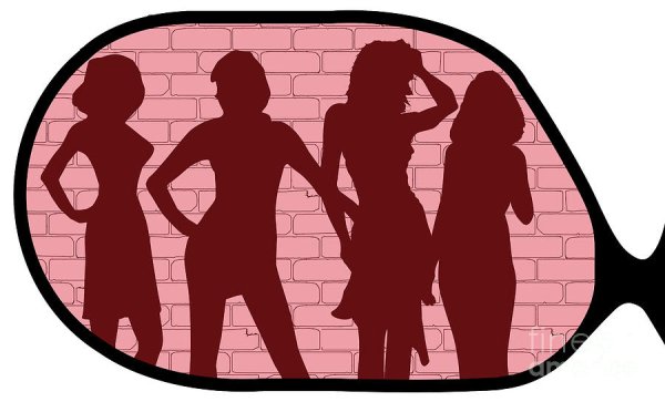 Карикатура женщина в шортах