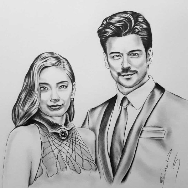 Бурак Озчивит портрет карандашом