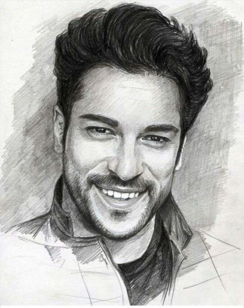 Бурак Озчивит портрет карандашом