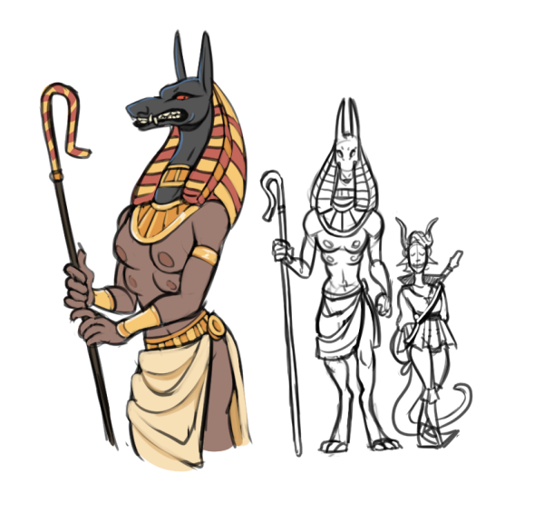 Египетский Бог Себек рисунок