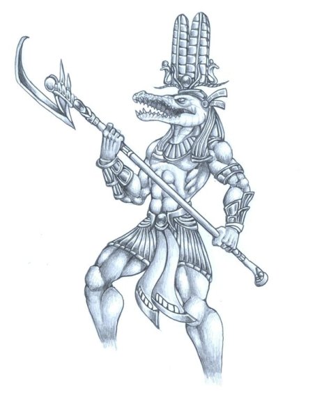 Египетский Бог Себек тату