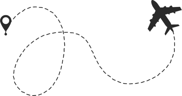 Пунктирная линия с самолетом