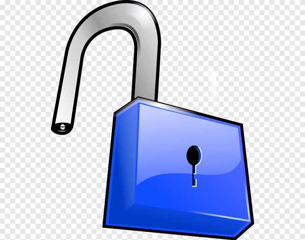 Открытый замок на прозрачном фоне