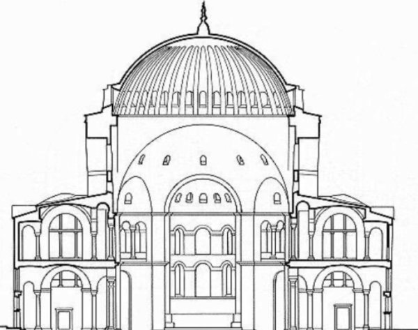 Софийский собор в Константинополе разрез