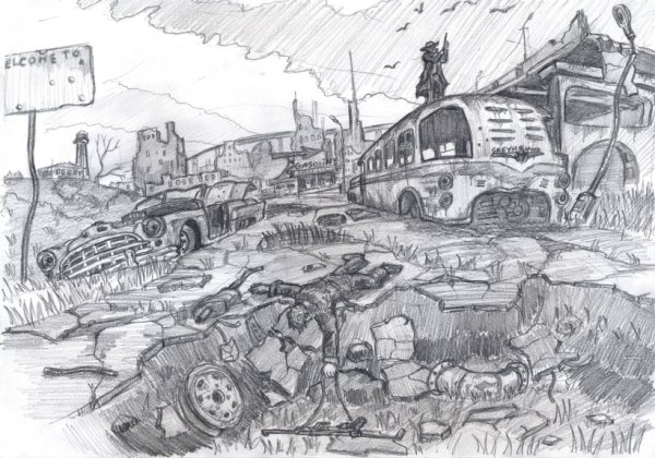 Черно белые развалины