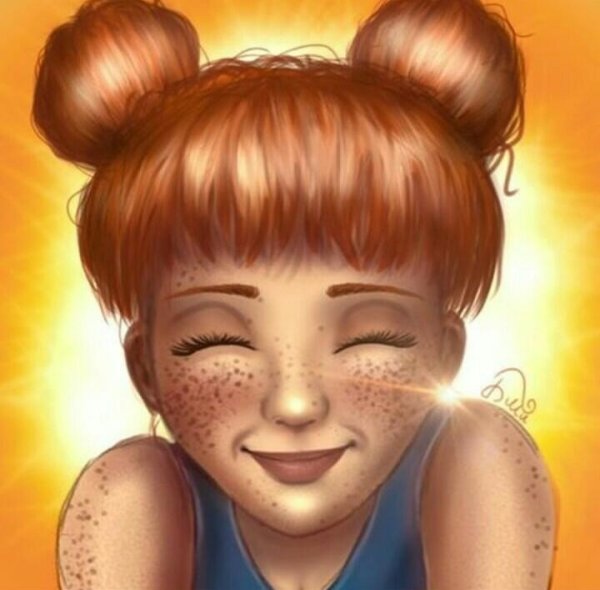 Нарисованная девочка с веснушками