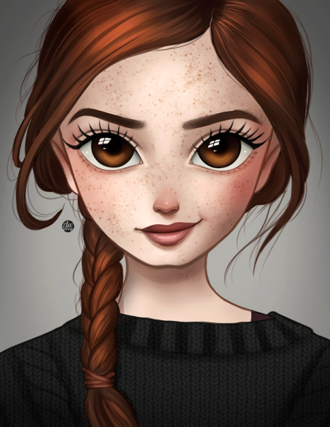 Нарисованная девочка с веснушками