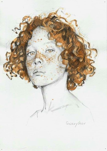 Кудрявые волосы акварелью