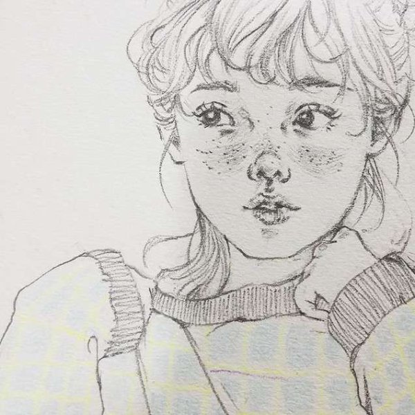 Скетч девушка с веснушками