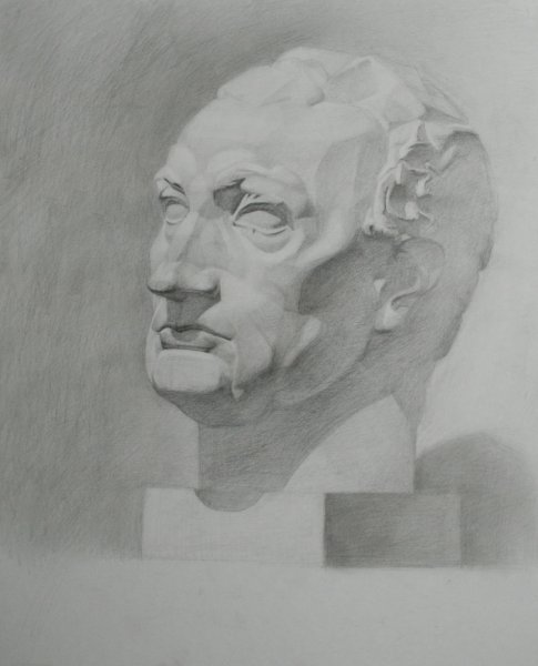 Рисунок гипсовой головы Гаттамелаты