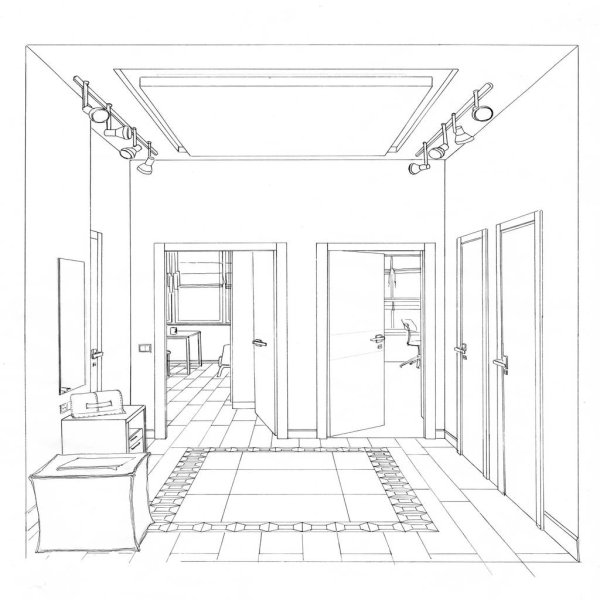 Интерьер прихожей карандашом