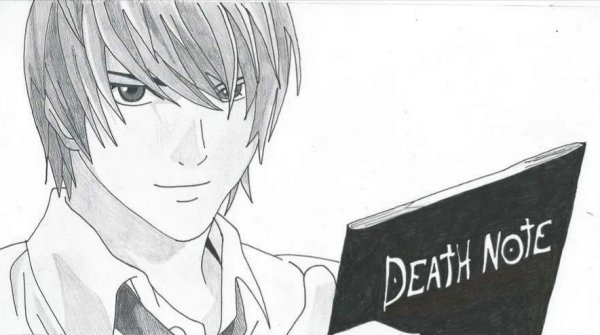 Раскраска аниме тетрадь смерти Кира