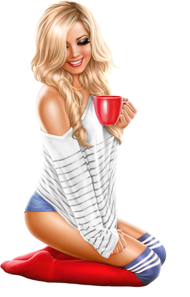 Мультяшная девушка на пляже