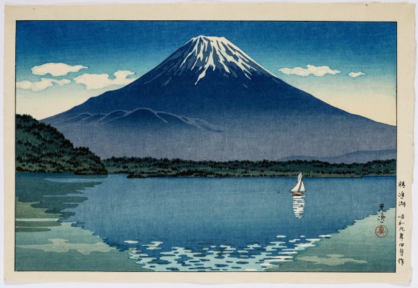 Японская гравюра гора Фудзияма