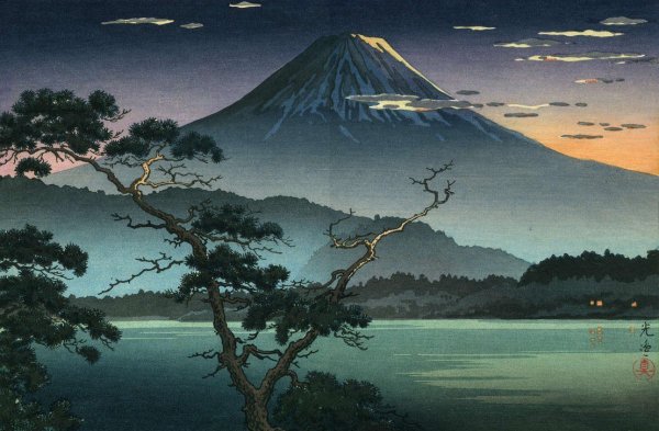 Гора Фудзи гравюра японская