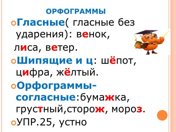 Схемы орфограмм