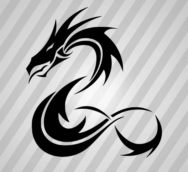 Тату дракон в стиле трайбл