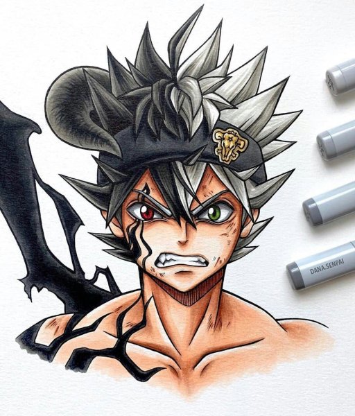 Аста аниме чёрный Клевер рисунок