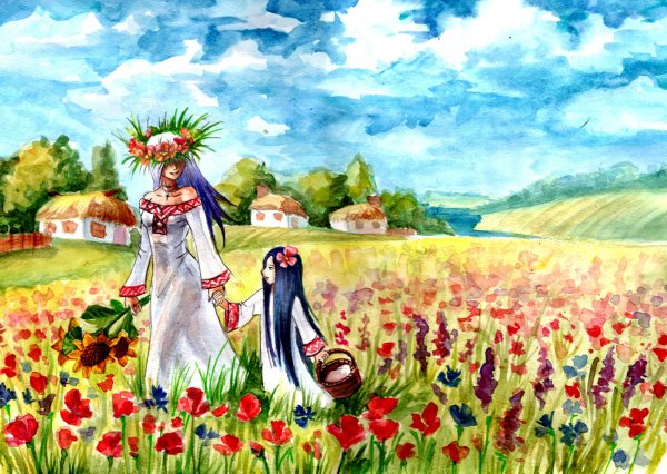 Белоруссия с аистами поле